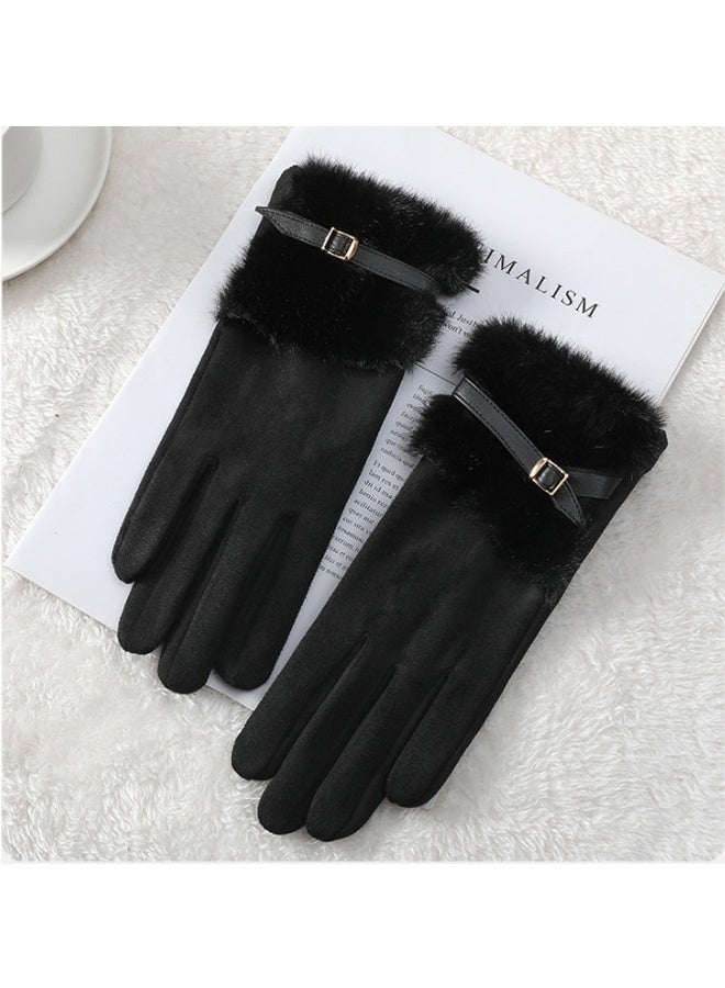 Girl's gloves, winter touch screen, comfortable velvet warm and thick warm gloves, cold and windproof gloves - Image 3